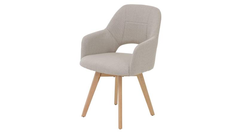 Armlehnstuhl beige Drehstuhl Microfaser Webstoff - STADE von Massivart