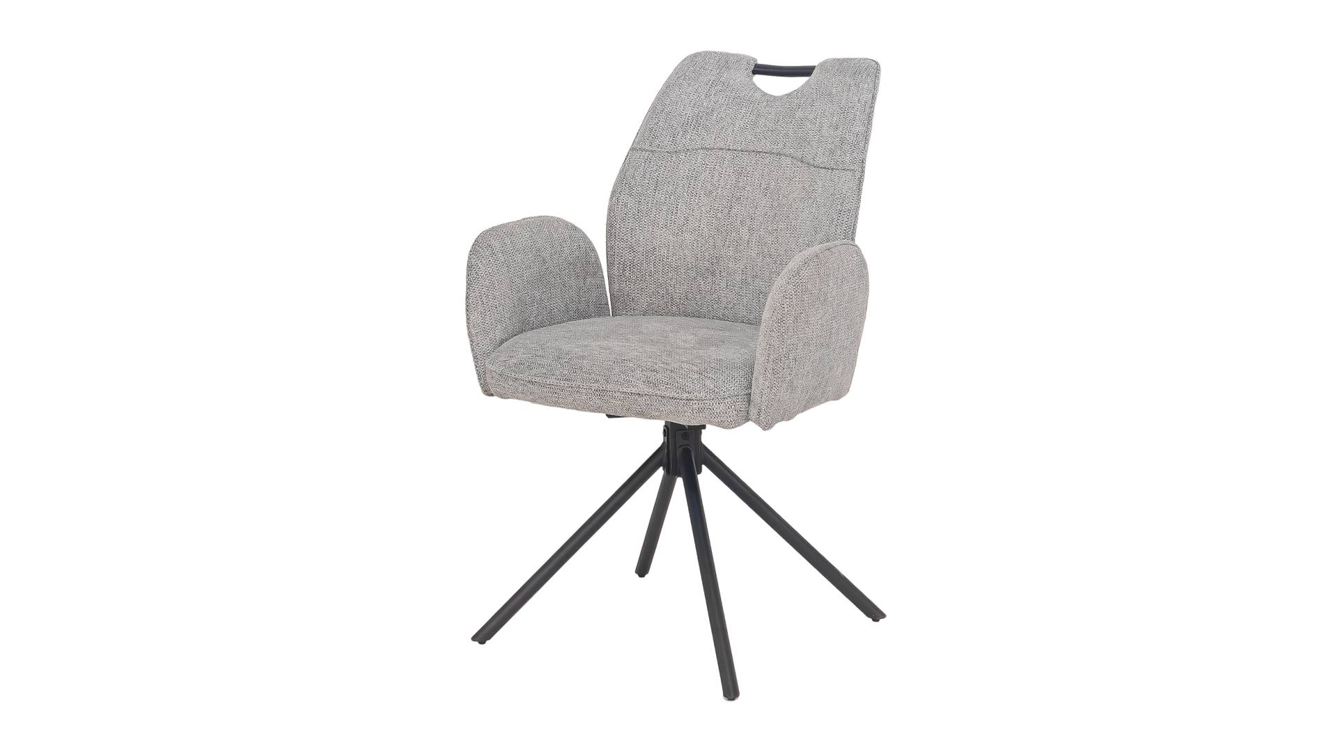 Armlehnstuhl hellgrau Drehstuhl - Webstoff Bezug - CARINA von Die Möbelfundgrube