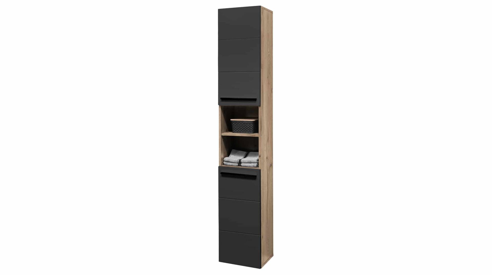 Bad Hochschrank schwarz - Viking Oak 190 cm - VISTA von Die Möbelfundgrube