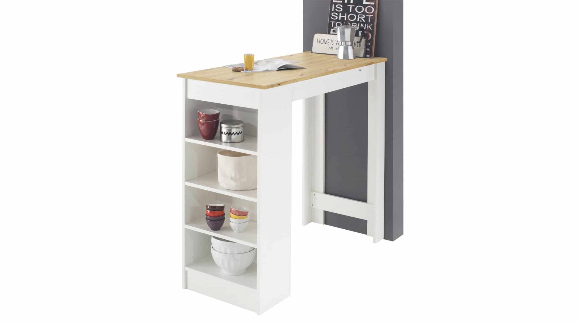 Bartisch Artisan Eiche - weiß 115 x 50 cm rechteckig - MOJITO Bartisch Artisan Eiche - weiß 115 x 50 cm rechteckig - MOJITO von Die Möbelfundgrube