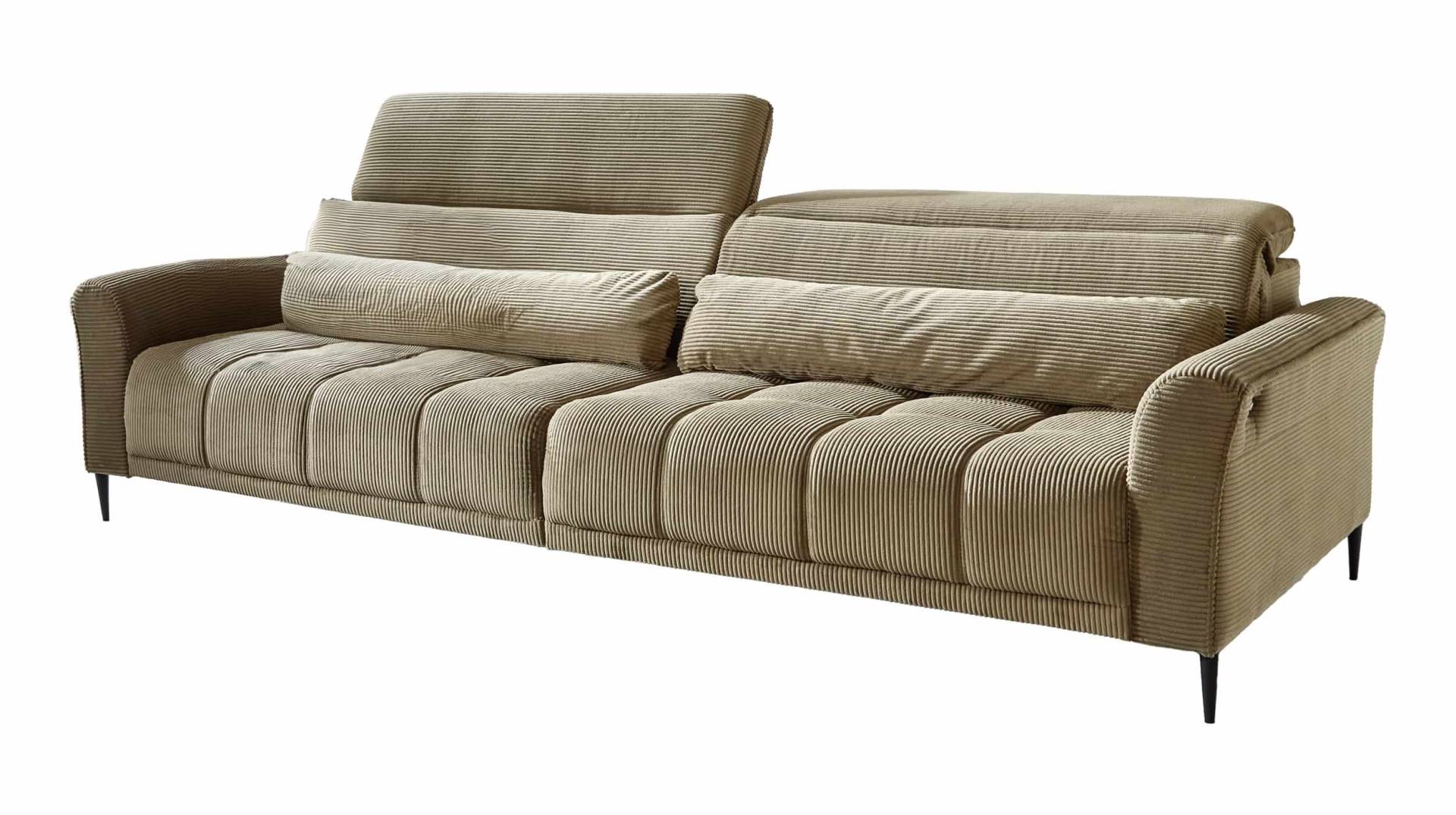 Big Sofa grün - Cordbezug - 280 cm - Nosagunterfederung - LOGAN von Die Möbelfundgrube