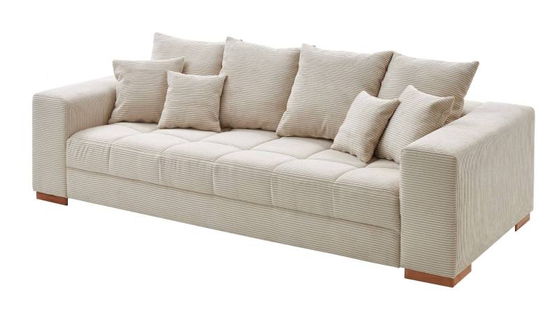 Big Sofa Cord beige - 254 cm - Nosagunterfederung - BORNEO von Massivart