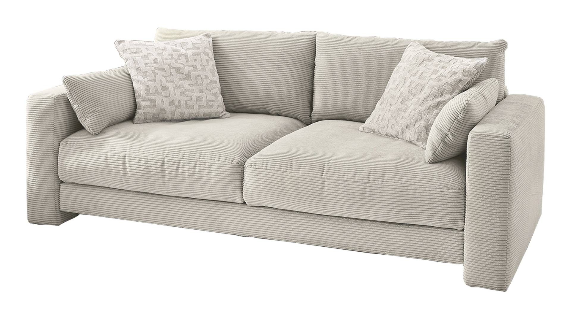 Big Sofa grau-beige Cord 241 cm Federkernpolsterung - MILEY von Die Möbelfundgrube