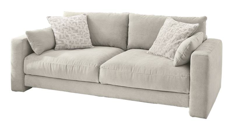 Big Sofa Cord grau-beige - 241 cm Federkernpolsterung - MILEY von Massivart