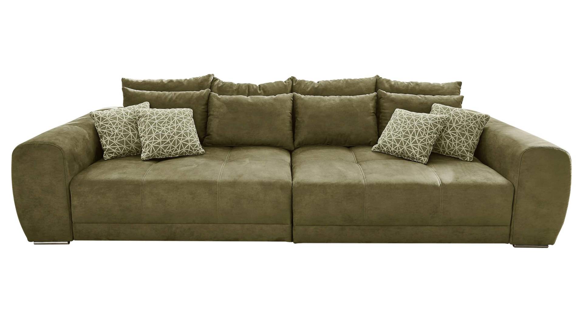 Big Sofa mit Federkern olivgrün 306 cm - MOLDAU von Die Möbelfundgrube