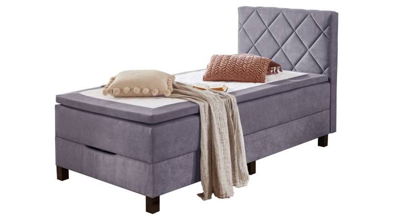 Boxbett 100 x 200 cm grau mit Bettkasten - JEFF von Die Möbelfundgrube