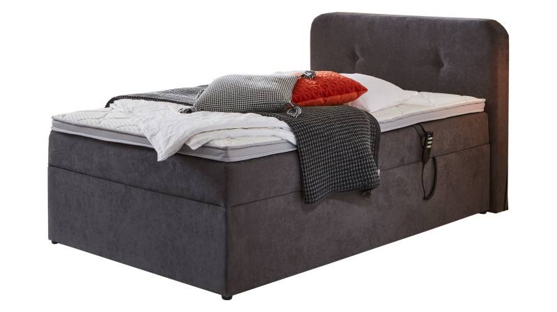 Boxbett 120 x 200 cm grau Bettkasten - elektrisch  - GABRIOLA von Massivart