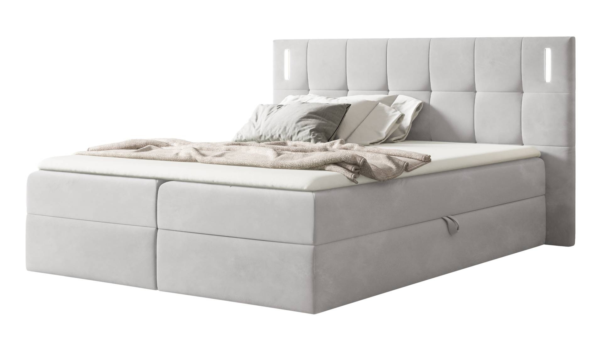 Boxbett 160 x 200 cm mit Bettkasten grau Samtbezug - DALIO Boxbett 160 x 200 cm mit Bettkasten grau Samtbezug - DALIO von Massivart