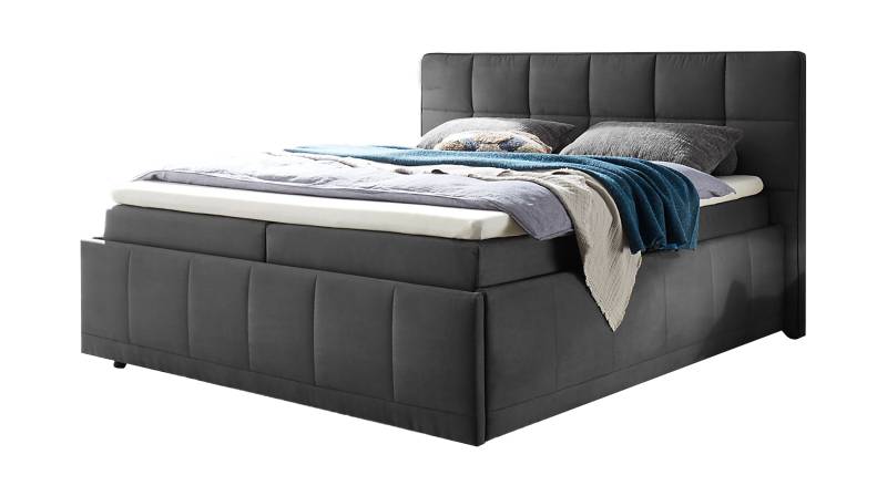 Boxbett 180 cm - mit Bettkasten - anthrazit - FULHAM von Die Möbelfundgrube