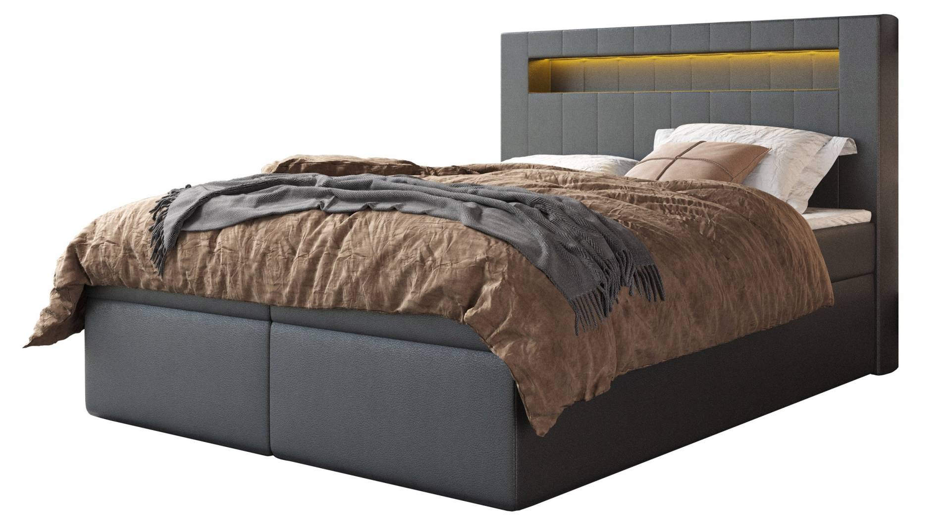 Boxbett 180 x 200 cm graphit Lederlook mit Bettkasten - ASPEN Boxbett 180 x 200 cm graphit Lederlook mit Bettkasten - ASPEN von Die Möbelfundgrube