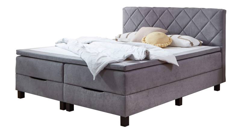 Boxbett 180 x 200 cm grau mit Bettkasten - JEFF von Die Möbelfundgrube