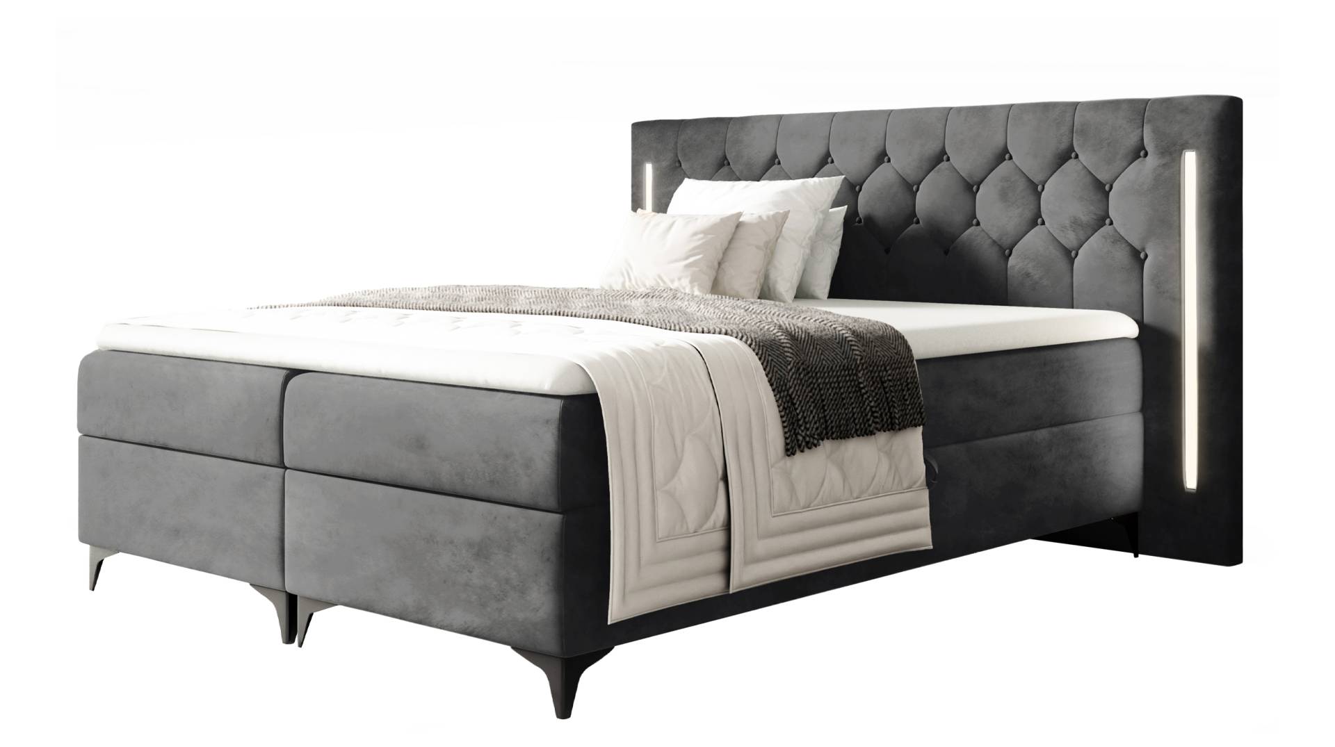 Boxbett 180 x 200 cm mit Bettkasten anthrazit Samt - CALIFORNIA Boxbett 180 x 200 cm mit Bettkasten anthrazit Samt - CALIFORNIA von Massivart