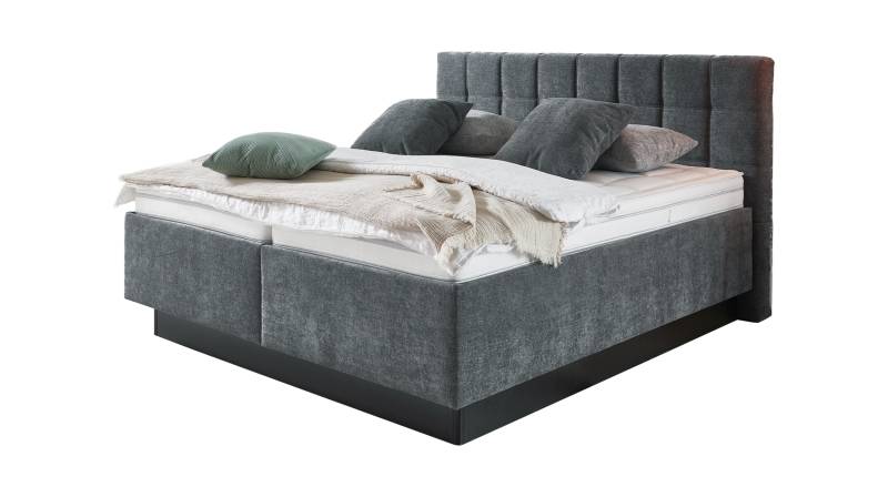 Boxbett 180 x 200 cm mit Bettkasten anthrazit Chenille - SENSINO Boxbett 180 x 200 cm mit Bettkasten anthrazit Chenille - SENSINO von Die Möbelfundgrube
