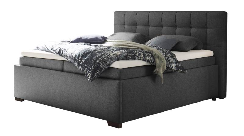 Boxbett 180 x 200 cm mit Bettkasten grau Stoffbezug - ARTOS von Die Möbelfundgrube