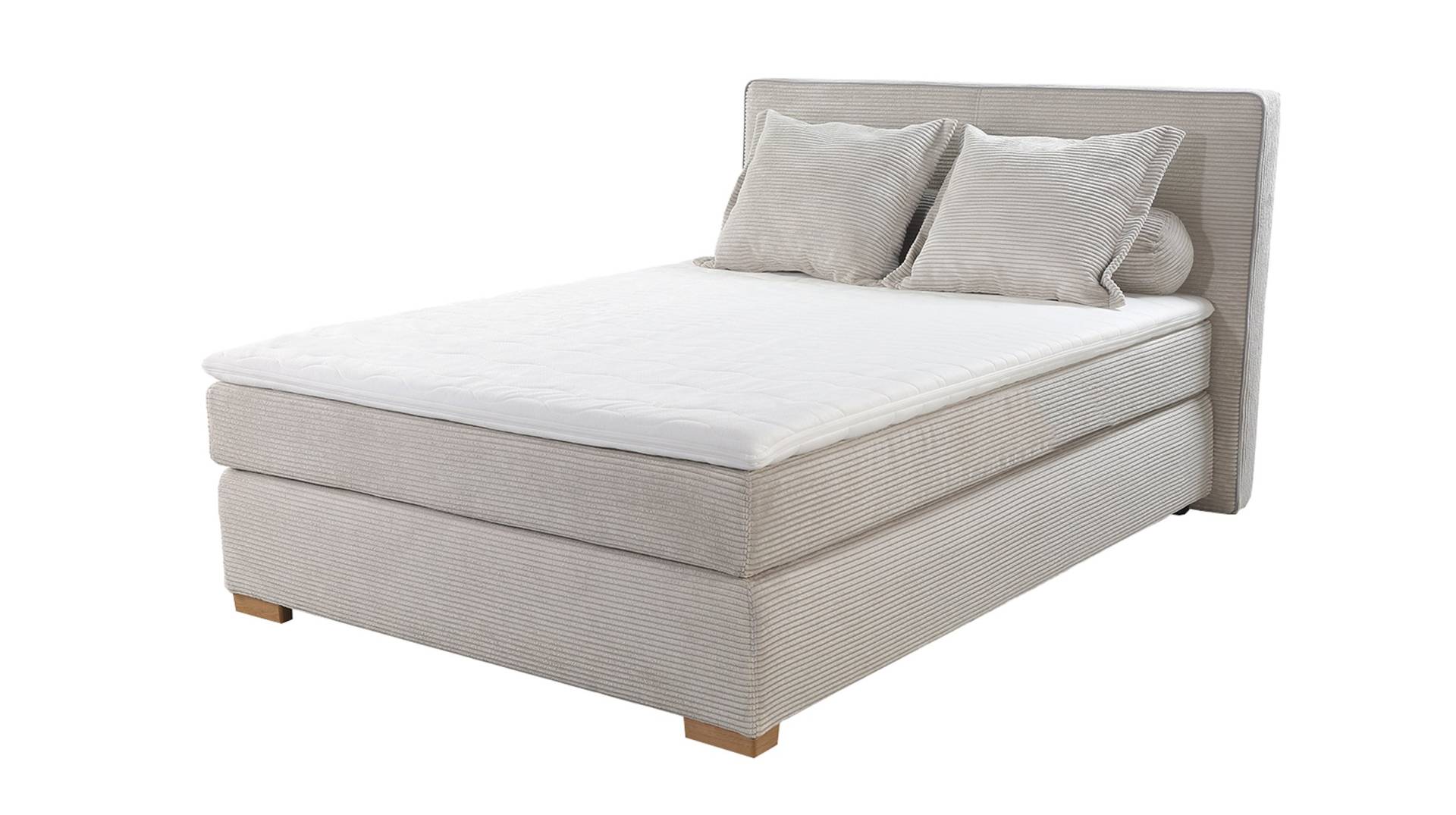 Boxspringbett 140 x 200 cm Cordbezug beige - ROMY von Die Möbelfundgrube