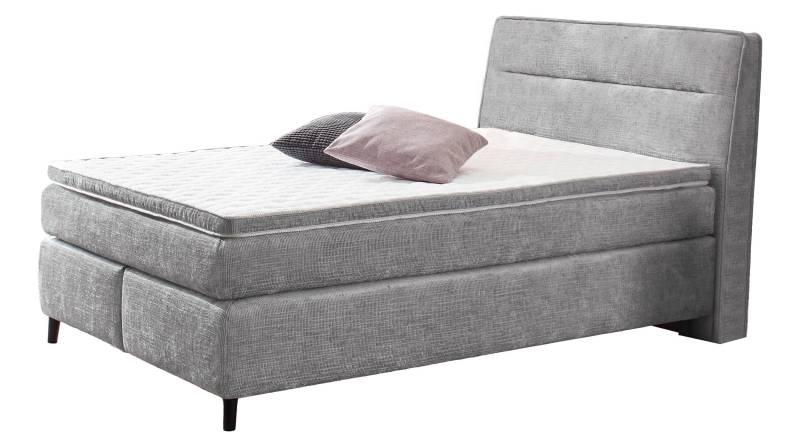 Boxspringbett 140 x 200 cm hellgrau Chenille - BETTY von Die Möbelfundgrube