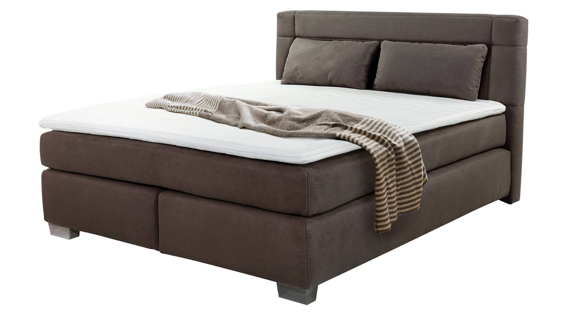 Boxspringbett 160 x 200 cm dunkelbraun H3/H4 - ROMANA - MIX von Die Möbelfundgrube