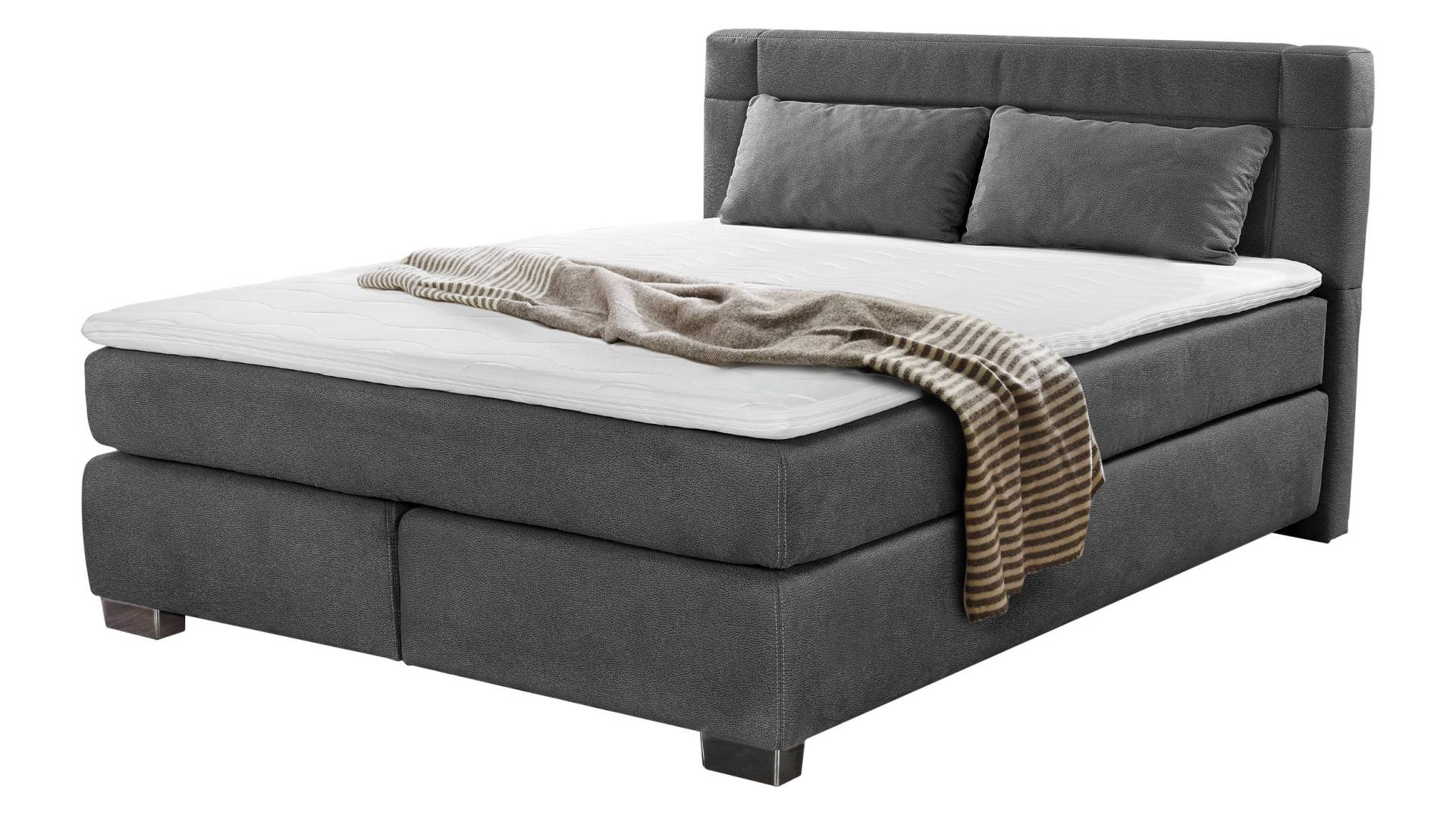 Boxspringbett 160 x 200 cm grau H3/H4 - ROMANA - MIX von Die Möbelfundgrube