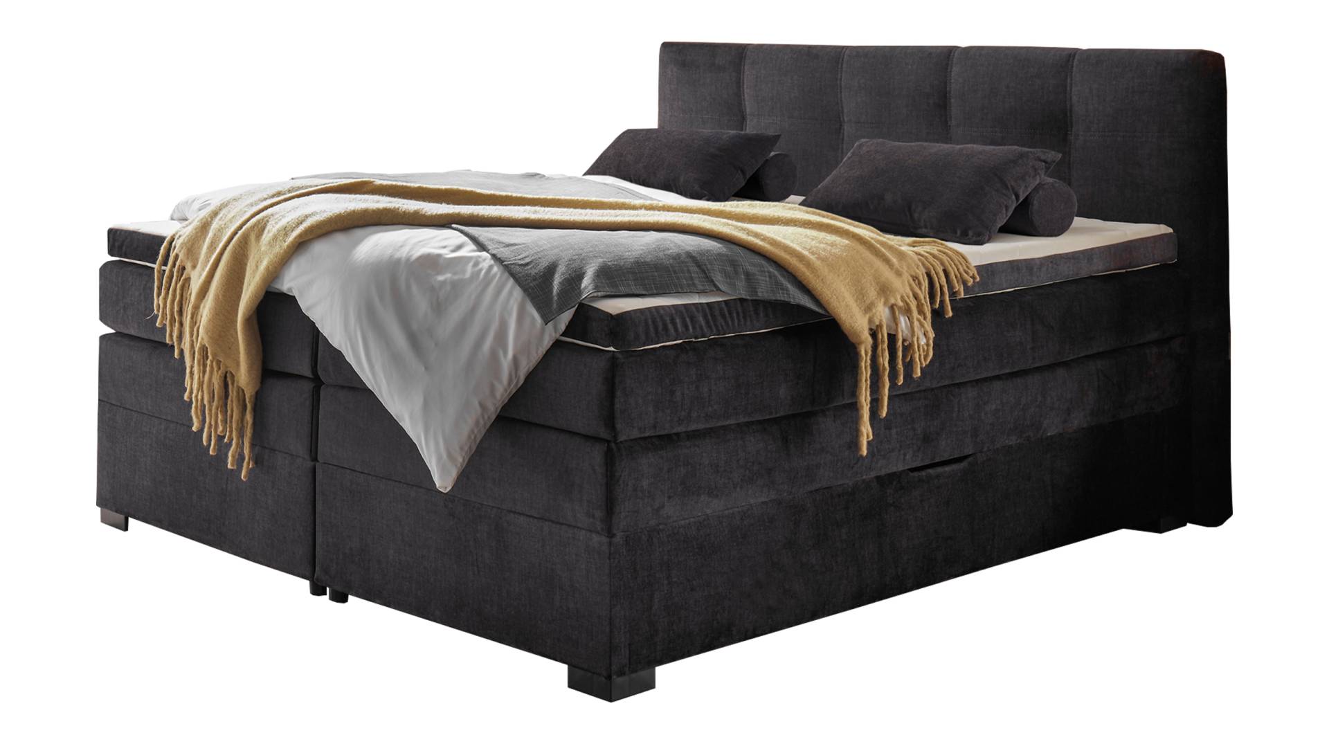 Boxspringbett 180 cm mit Bettkasten anthrazit Velours - FANES Boxspringbett 180 cm mit Bettkasten anthrazit Velours - FANES von Die Möbelfundgrube