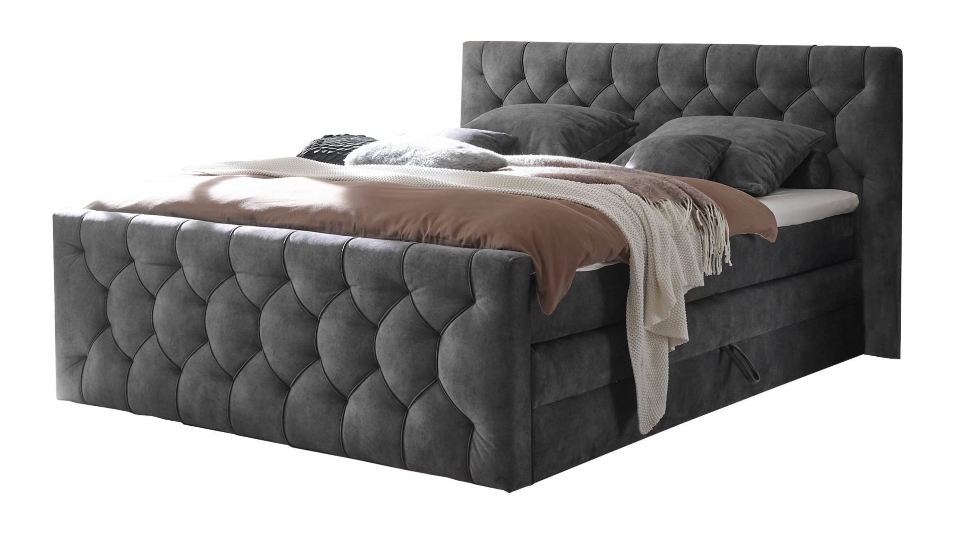 Boxspringbett 180 x 200 cm anthrazit Bettkasten - CASHFIELD Boxspringbett 180 x 200 cm anthrazit Bettkasten - CASHFIELD von Die Möbelfundgrube
