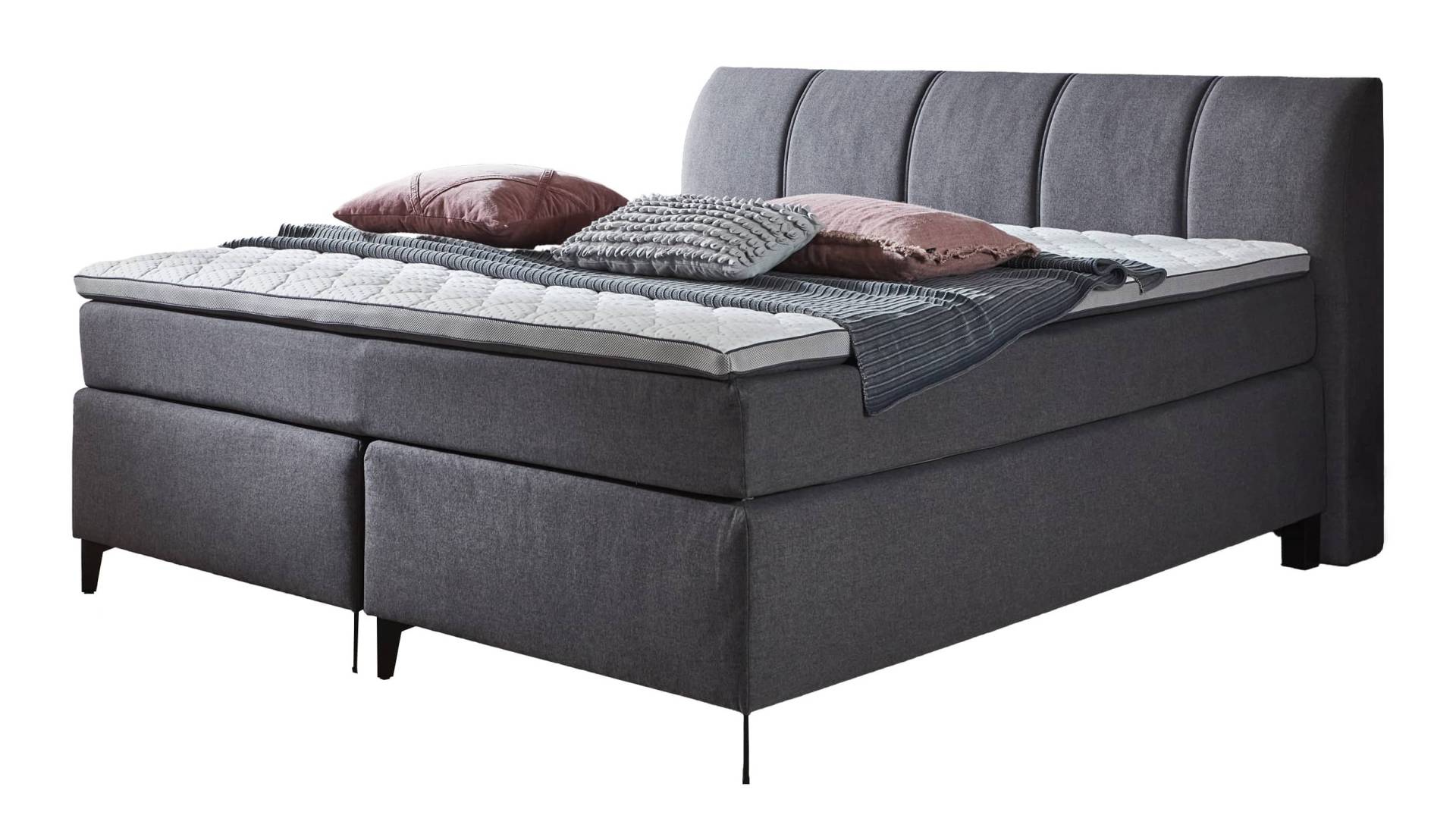 Boxspringbett 180 x 200 cm anthrazit Stoffbezug - DAVIE von Die Möbelfundgrube