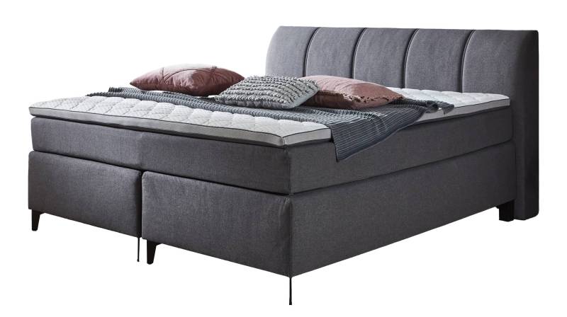 Boxspringbett 180 x 200 cm anthrazit Stoffbezug - DAVIE von Die Möbelfundgrube