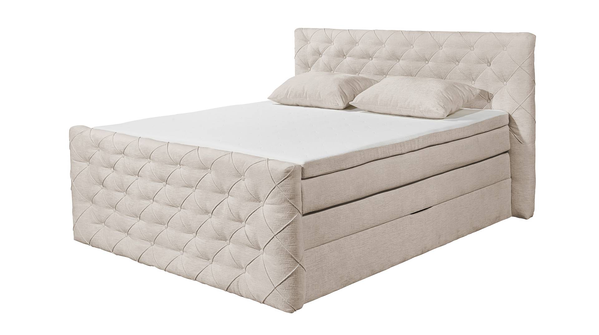 Boxspringbett 180 x 200 cm creme Stoffbezug - Bettkasten - LIVELLA Boxspringbett 180 x 200 cm creme Stoffbezug - Bettkasten - LIVELLA von Die Möbelfundgrube