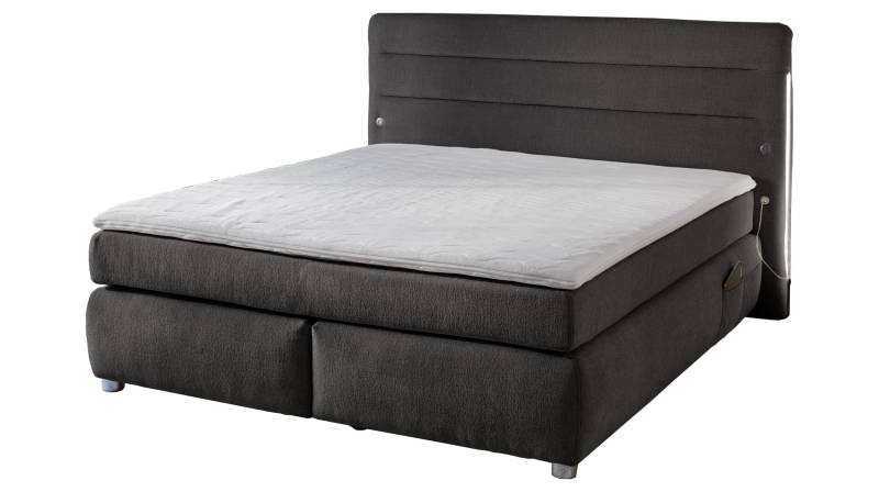 Boxspringbett 180 x 200 cm grau LED Chenille - LIVIA von Die Möbelfundgrube