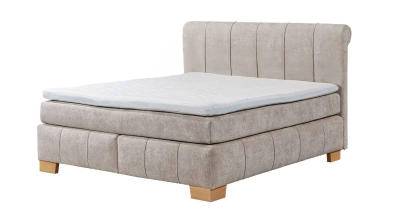 Boxspringbett 180 x 200 cm grau Webstoff - AVELINO von Die Möbelfundgrube
