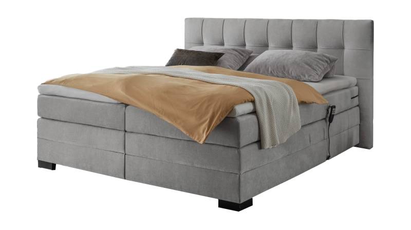 Boxspringbett 180 x 200 cm grau - elektrisch - Microfaser - TALENA von Die Möbelfundgrube