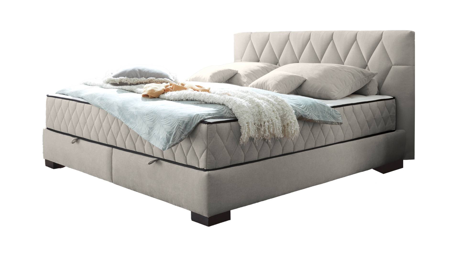 Boxbett 180 x 200 cm mit Bettkasten beige Microvelours - NAGOL Boxbett 180 x 200 cm mit Bettkasten beige Microvelours - NAGOL von Massivart