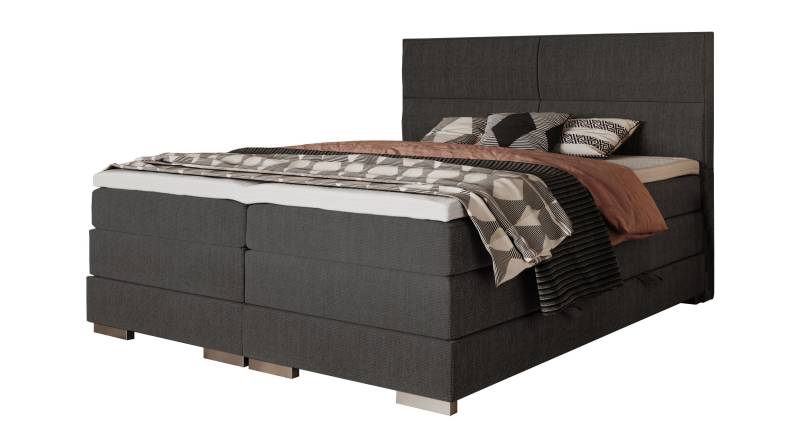 Boxspringbett 200 x 200 cm grau - Bettkasten - MANDEWILLA von Die Möbelfundgrube