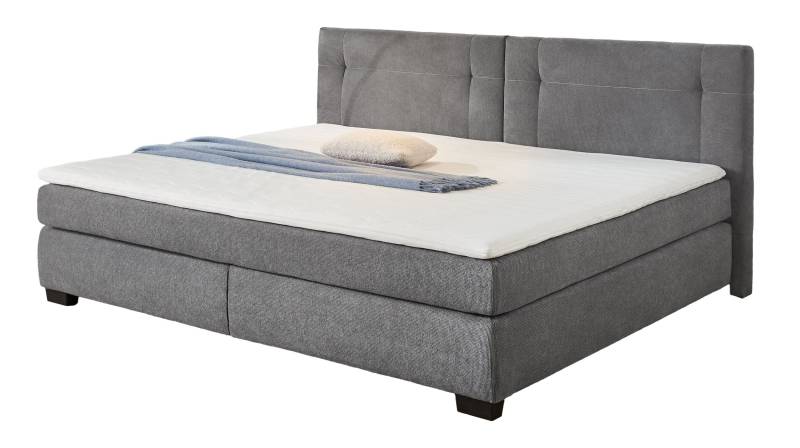 Boxspringbett 240 x 200 cm grau Microfaser - FAMILY von Die Möbelfundgrube