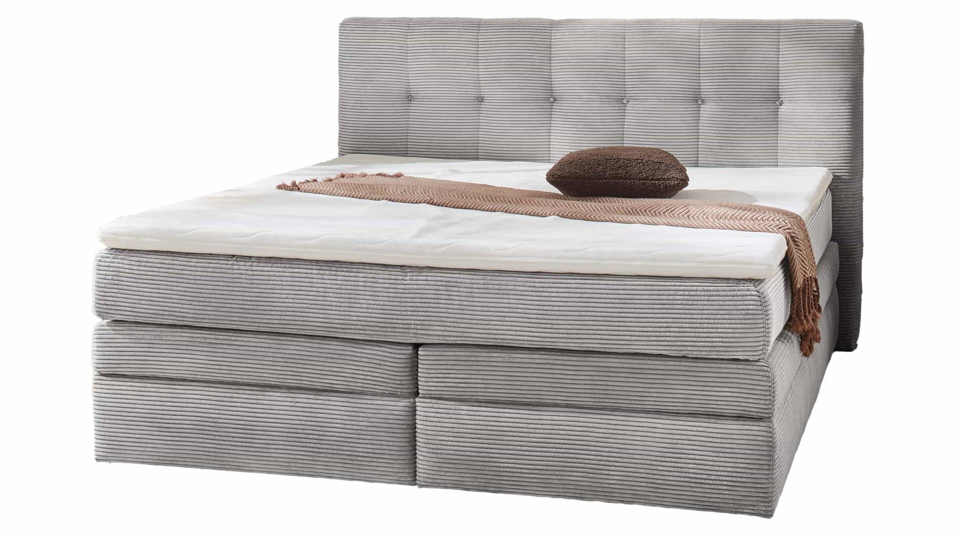 Boxspringbett Cord hellgrau 180 x 200 cm mit Bettkasten - AMY Boxspringbett Cord hellgrau 180 x 200 cm mit Bettkasten - AMY von Massivart
