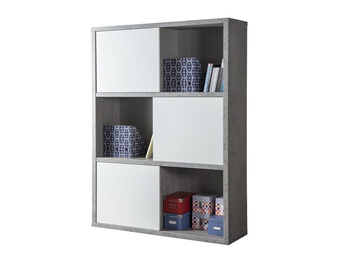 Bücherregal Betonoptik - weiß hochglanz 120 cm - PRATICO von Die Möbelfundgrube