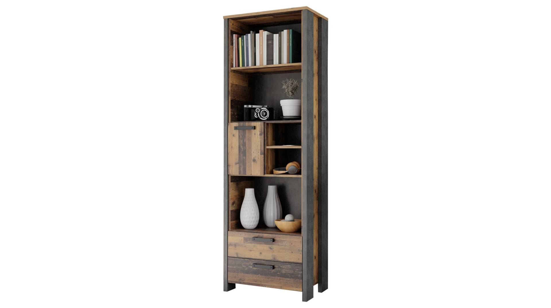 Bücherregal Standregal Old Wood 67 x 205 cm - CLIF von Die Möbelfundgrube