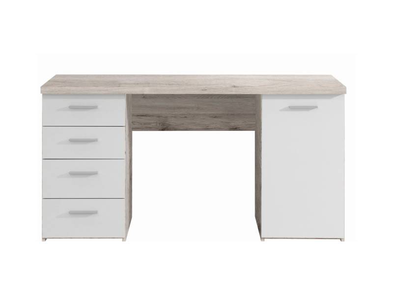 Computerschreibtisch Sandeiche/weiß 145 cm - NET von Die Möbelfundgrube