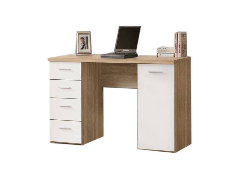 Computerschreibtisch Sonoma Eiche/weiß 145 cm - NET von Die Möbelfundgrube