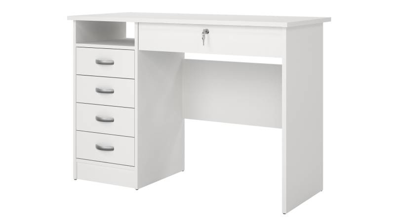 Computerschreibtisch weiß 109 cm - FUNCTION PLUS von Die Möbelfundgrube
