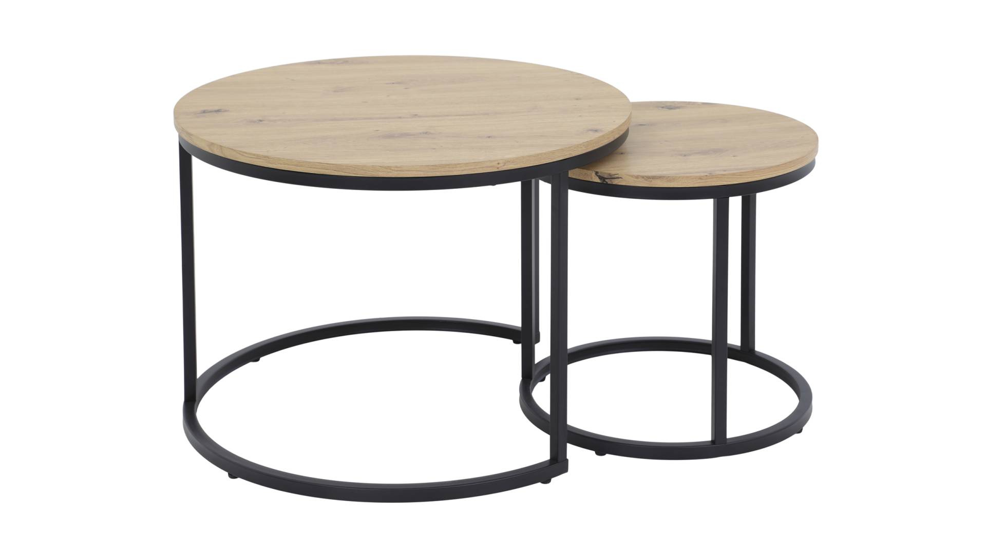 Couchtisch 2er-Set Artisan Eiche - rund - 60 cm - 40 cm - LAURA von Die Möbelfundgrube