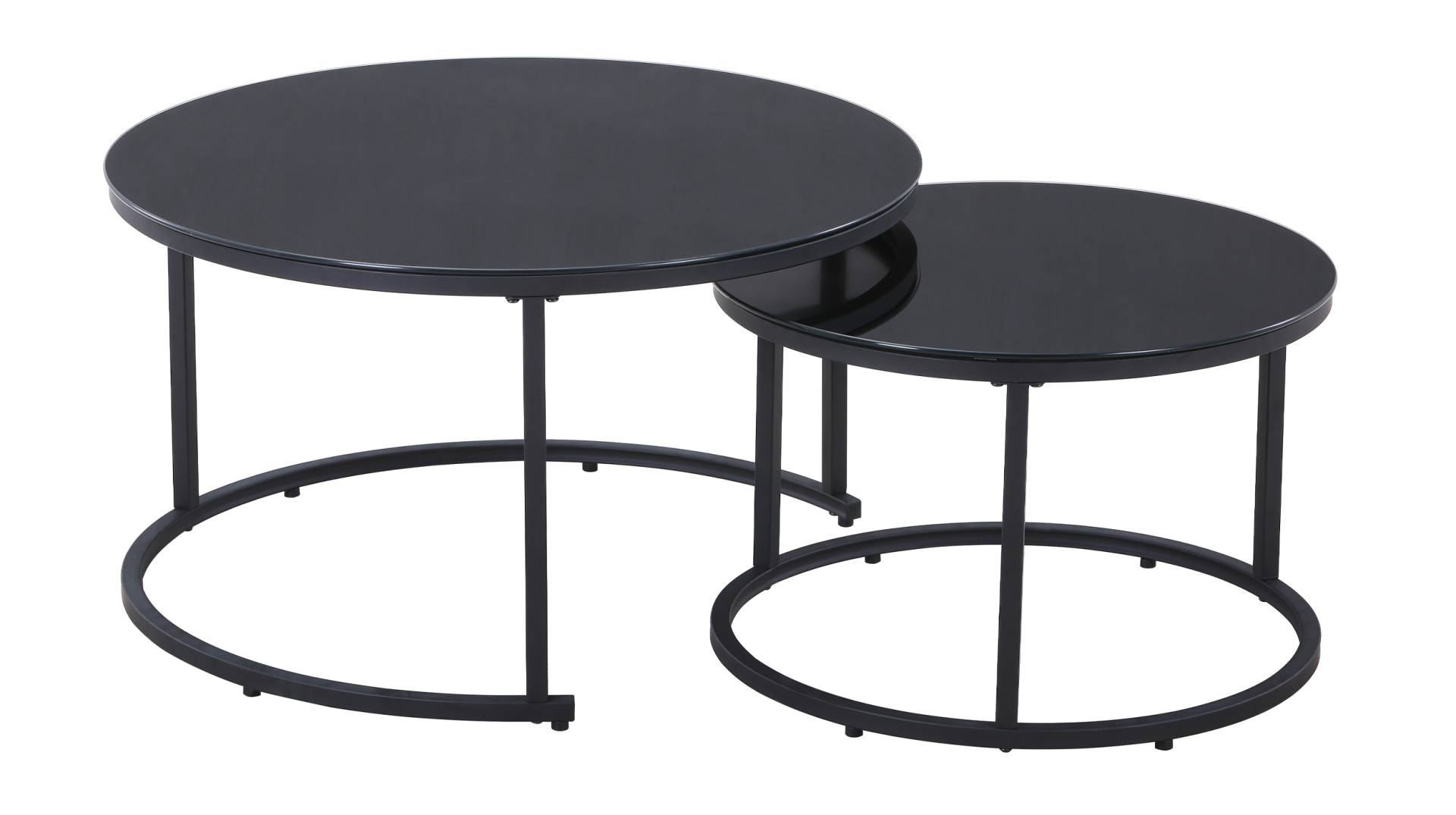 Couchtisch 2er-Set Glasplatte schwarz - 80 cm - 60 cm - ROBERTO Couchtisch 2er-Set Glasplatte schwarz - 80 cm - 60 cm - ROBERTO von Die Möbelfundgrube