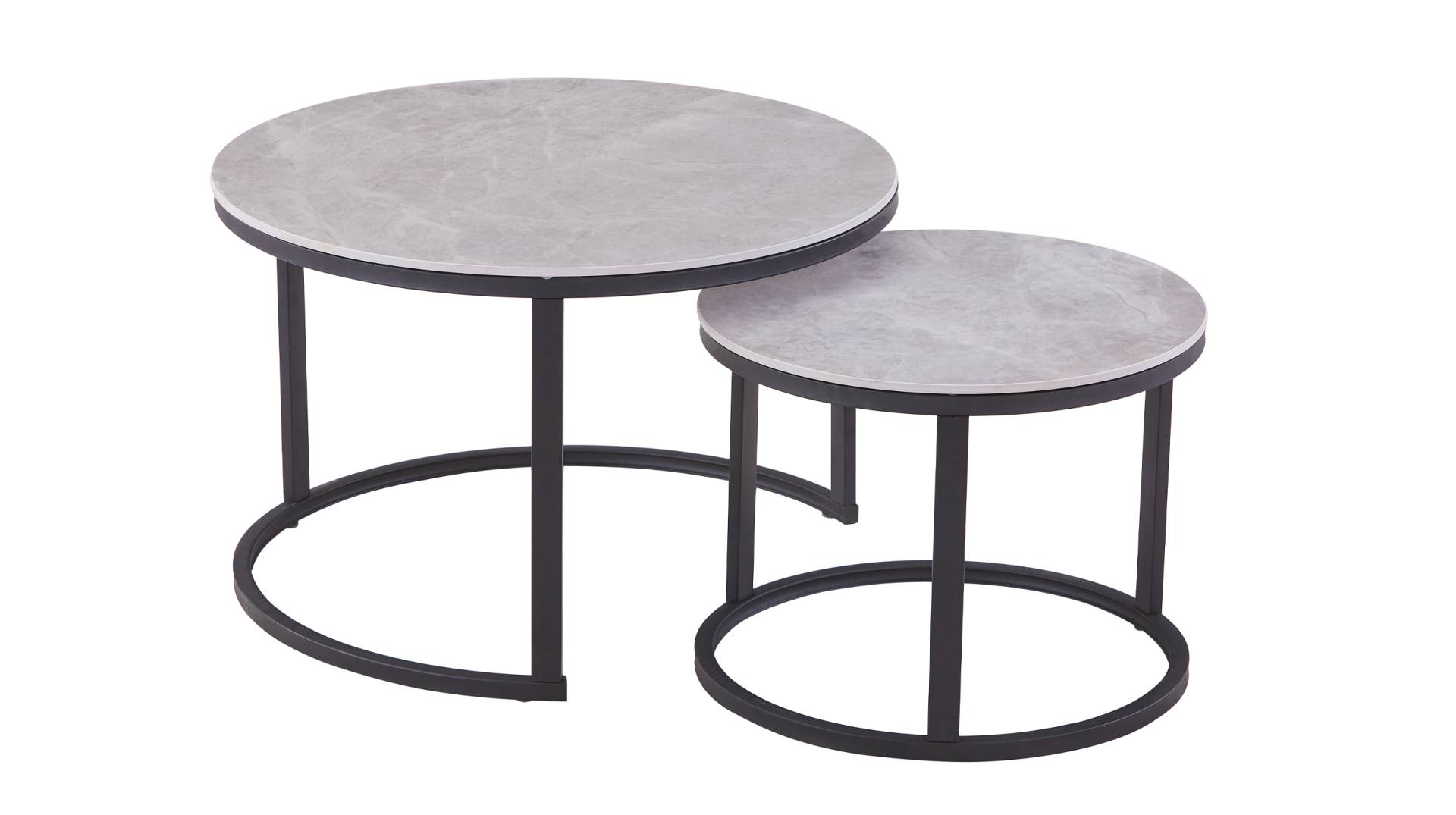 Couchtisch 2er-Set Keramik grau - 70 cm - 50 cm - AMLEKA von Die Möbelfundgrube