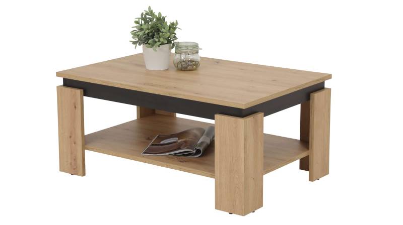 Couchtisch Artisan Eiche - schwarz 90 x 60 cm - TIM von Die Möbelfundgrube