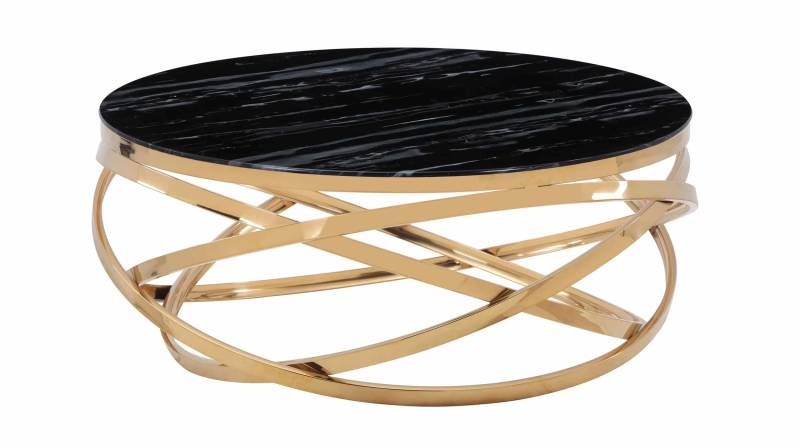 Couchtisch Glas Marmor-Optik goldfarben 90 x 90 cm - GALINA von Die Möbelfundgrube