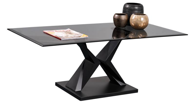 Couchtisch Glasplatte grau 122 x 61 cm Wohnzimmertisch - TARA von Die Möbelfundgrube