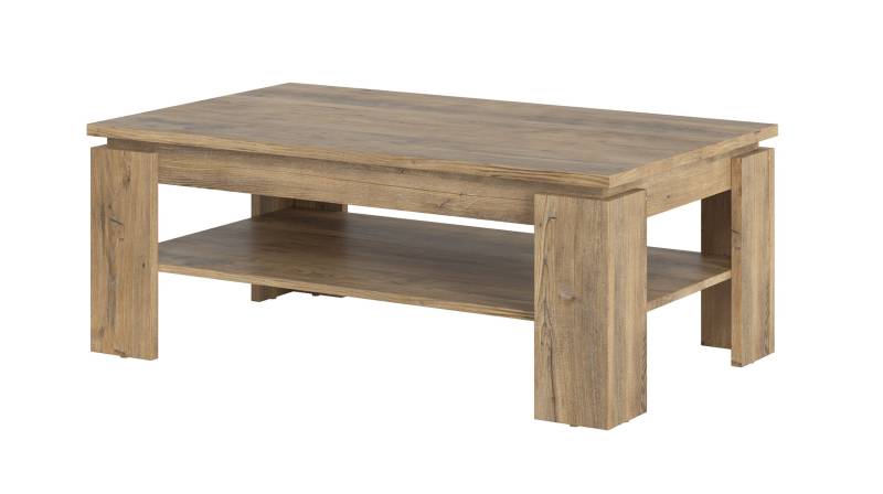 Couchtisch Kastanie Breslau 110 x 67 cm 2 Ablagen - RAPALLO von Die Möbelfundgrube