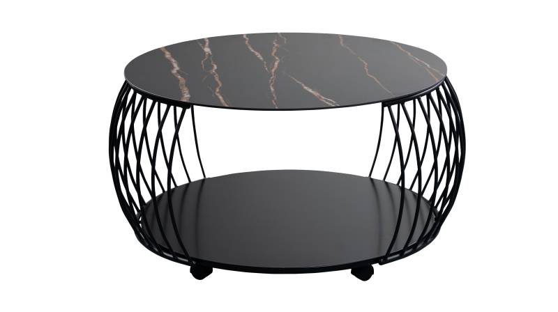 Couchtisch Marmoroptik schwarz 80 x 80 cm - MACAU von Die Möbelfundgrube