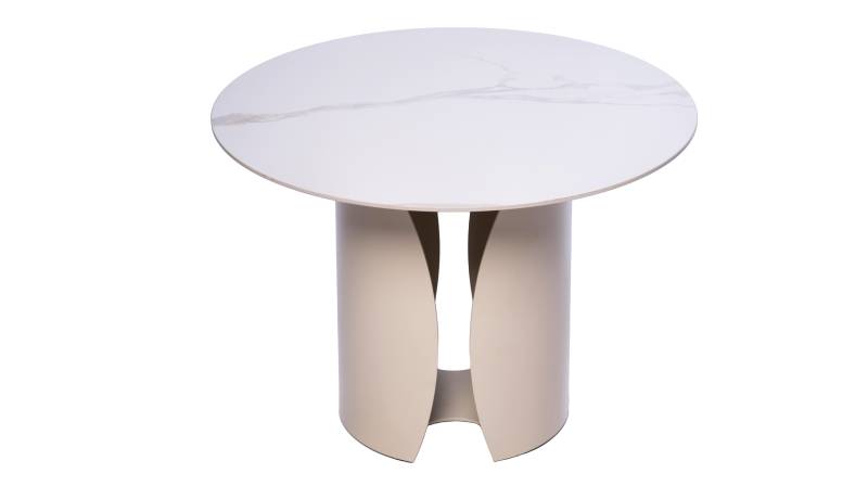 Couchtisch Marmoroptik weiß hochglanz - rund - 60 x 60 cm - KIRA von Die Möbelfundgrube