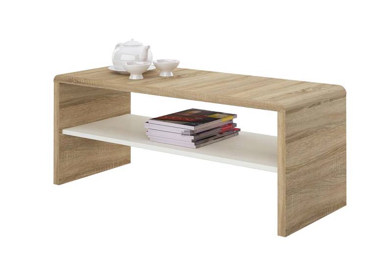 Couchtisch Sonoma Eiche - weiß 100 x 40 cm - CALA LUNA von Die Möbelfundgrube