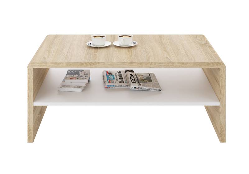 Couchtisch Sonoma Eiche - weiß 100 x 59 cm - CALA LUNA von Die Möbelfundgrube